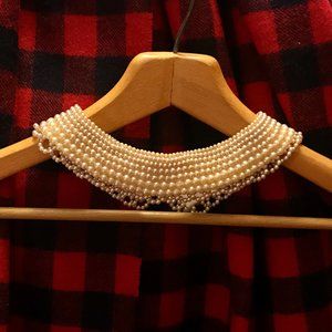 Vintage Beaded Pearl Bib Collar Necklace